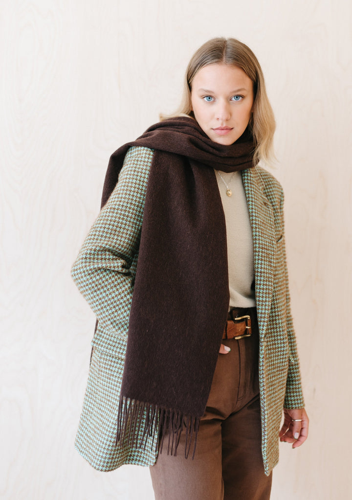 Lambswool Oversized Scarf in Brown