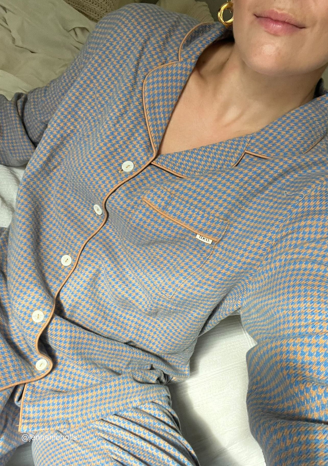 Cotton Pyjamas in Blue Houndstooth