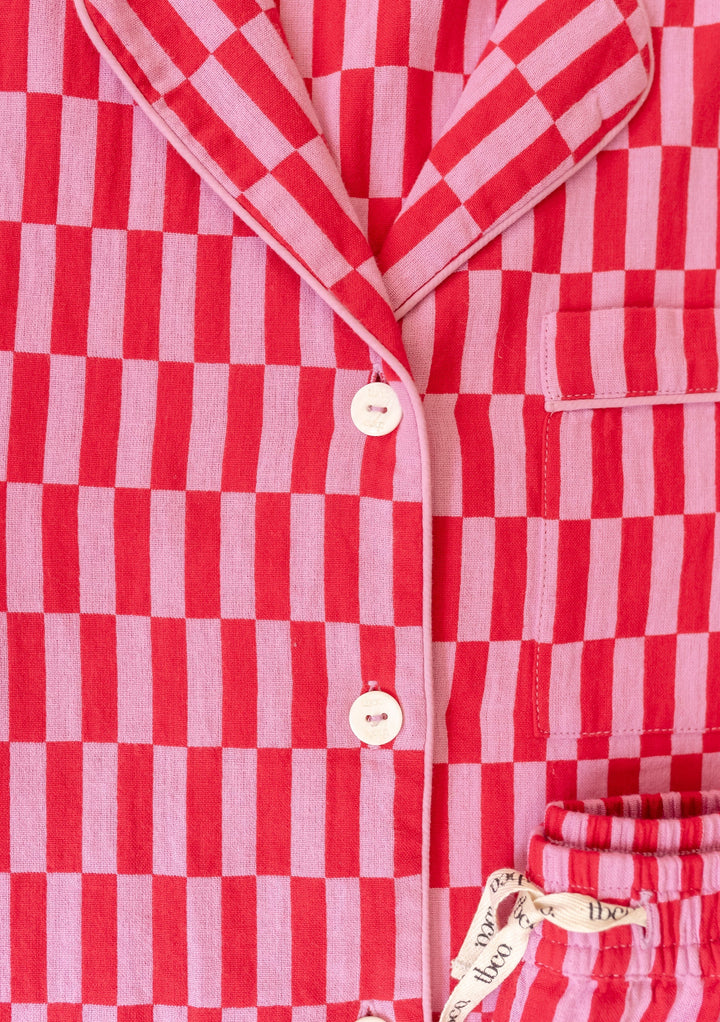 Cotton Pyjamas in Pink Checkerboard