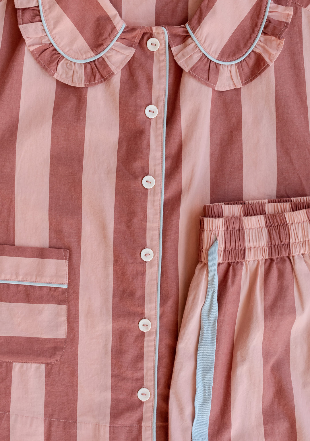 Cotton Pyjamas in Pink & Red Stripe