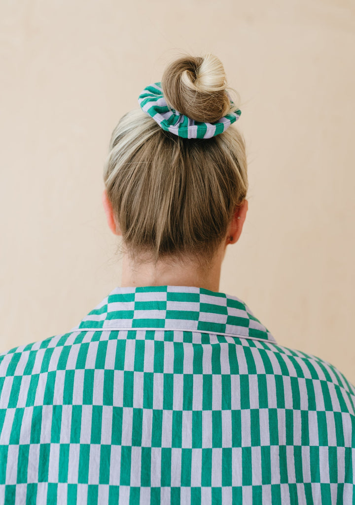 Pre-Order Cotton Pyjamas in Teal Checkerboard - Scrunchie