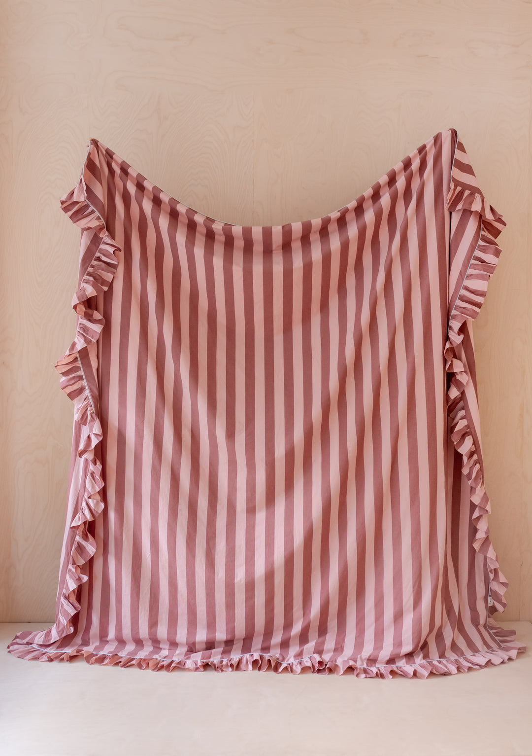 Cotton Duvet Cover in Pink & Red Stripe