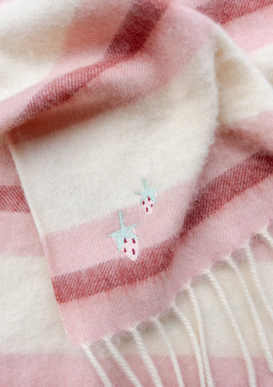 Lambswool Baby Blanket in Pink Stripe