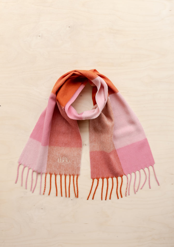 Lambswool Kids Scarf in Blush Grid Check