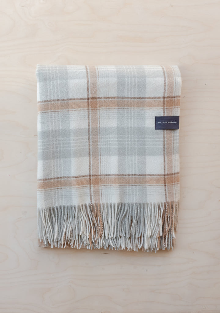 Sample Sale Cashmere Blanket in Cream Rustic Check