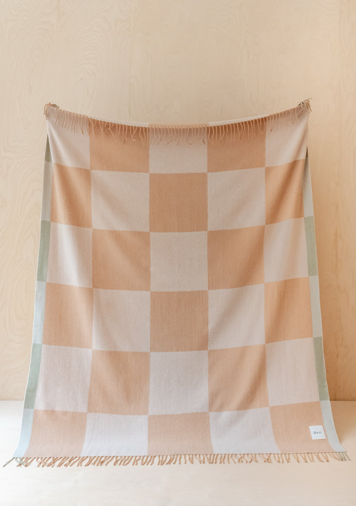 Cashmere & Merino Blanket in Neutral Checkerboard