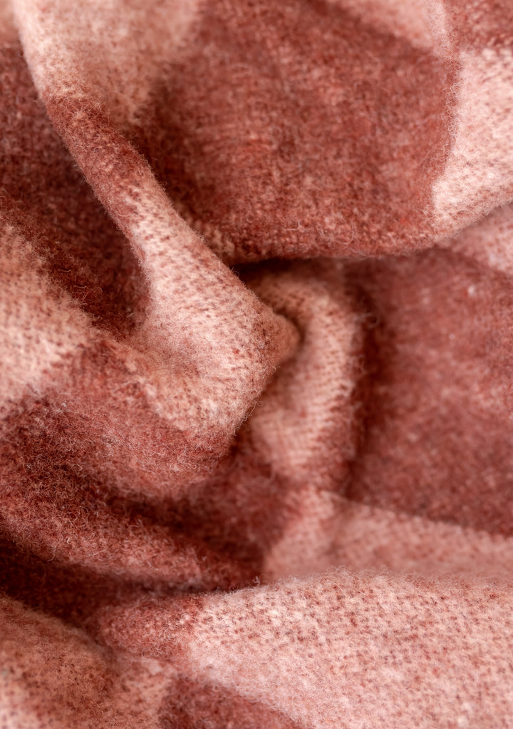 Imperfect Brushed Recycled Wool Blanket in Pink Checkerboard