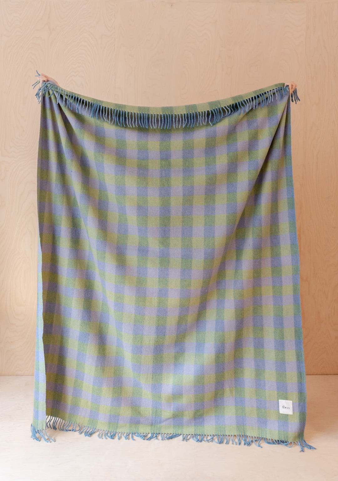 Recycled Wool Blanket in Green Gingham