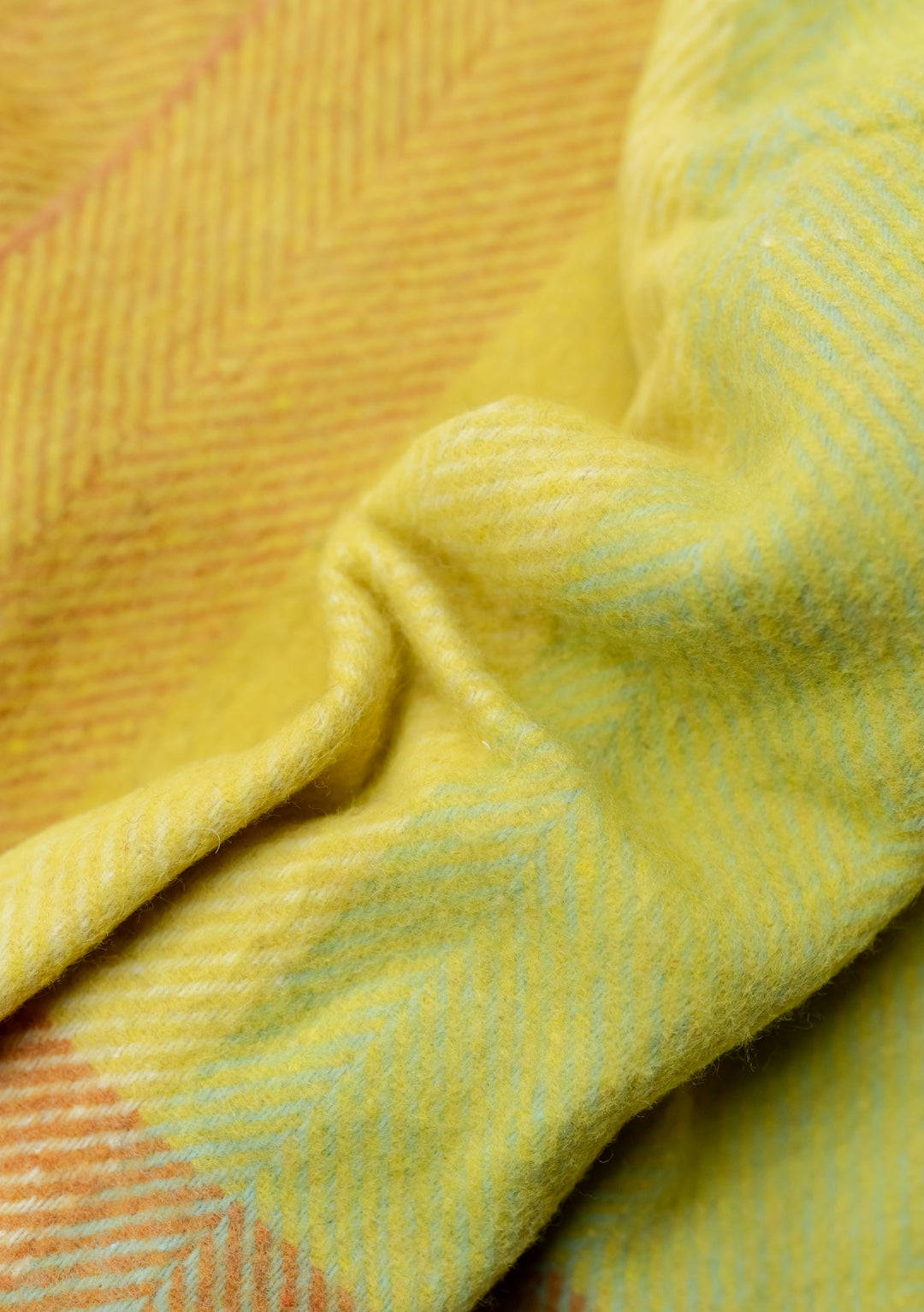 Recycled Wool Blanket in Golden Herringbone Check