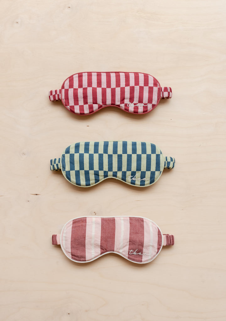 Cotton Eye Mask in Green Checkerboard