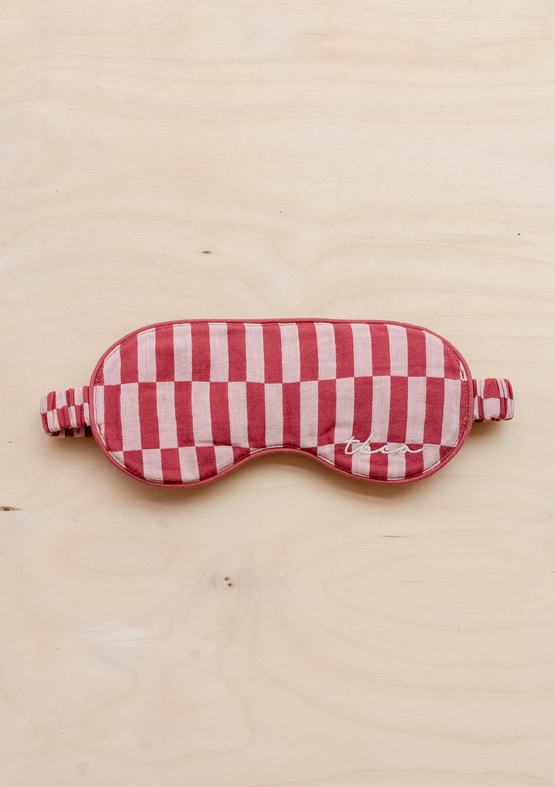 Masque pour les yeux en coton à motif damier rose