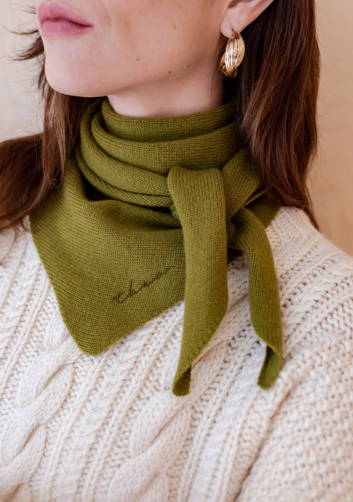 Merino Triangle Scarf in Olive