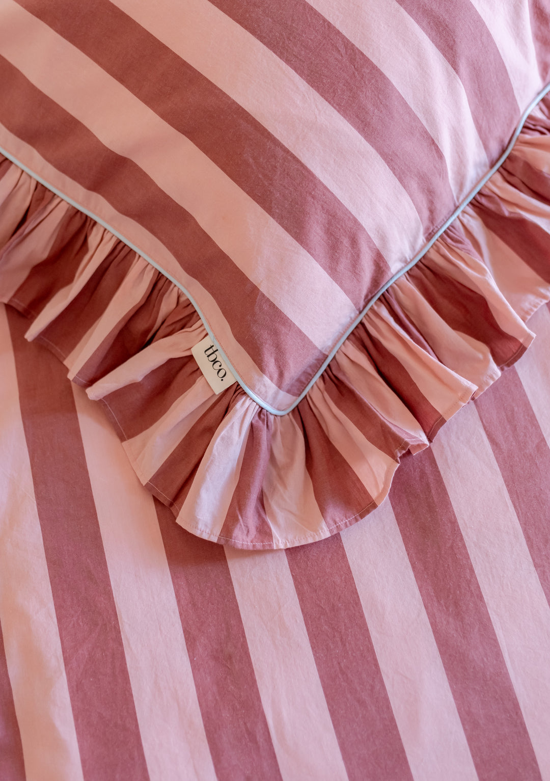 Pair of Cotton Pillowcases in Pink & Red Stripe