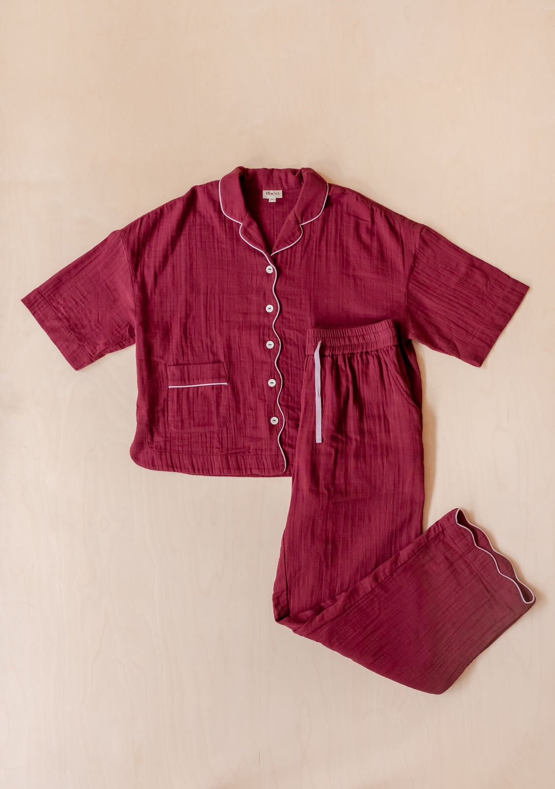 Pyjama en coton bordeaux