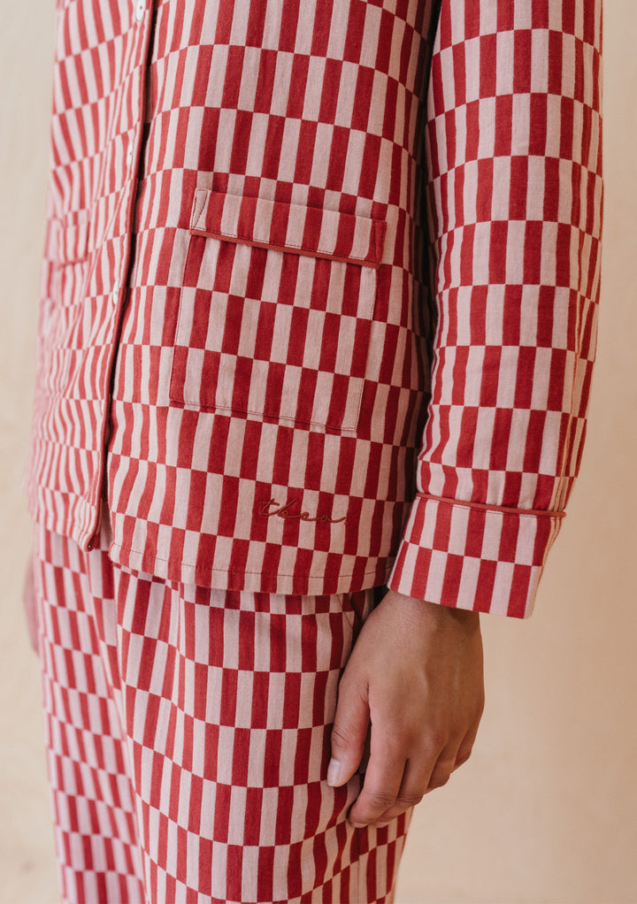 Cotton Pyjamas in Rose Checkerboard