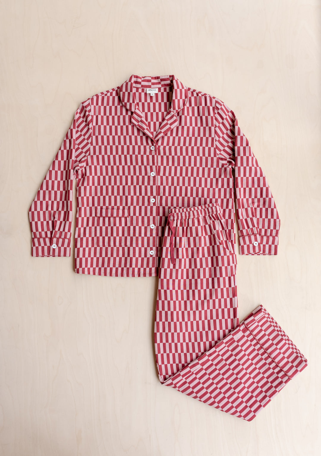 Cotton Pyjamas in Rose Checkerboard