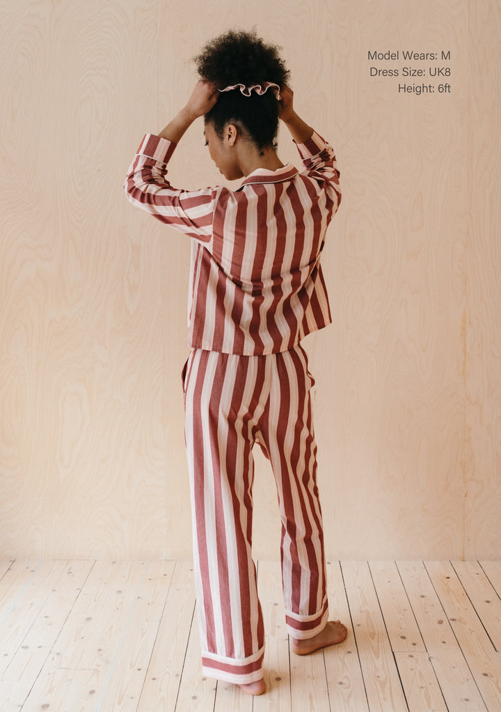 Cotton Pyjamas in Red Stripe