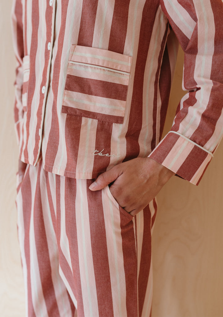 Cotton Pyjamas in Red Stripe