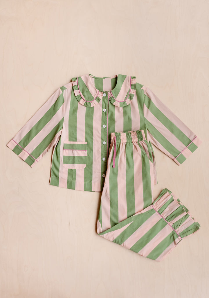 Pyjama en coton damier abricot