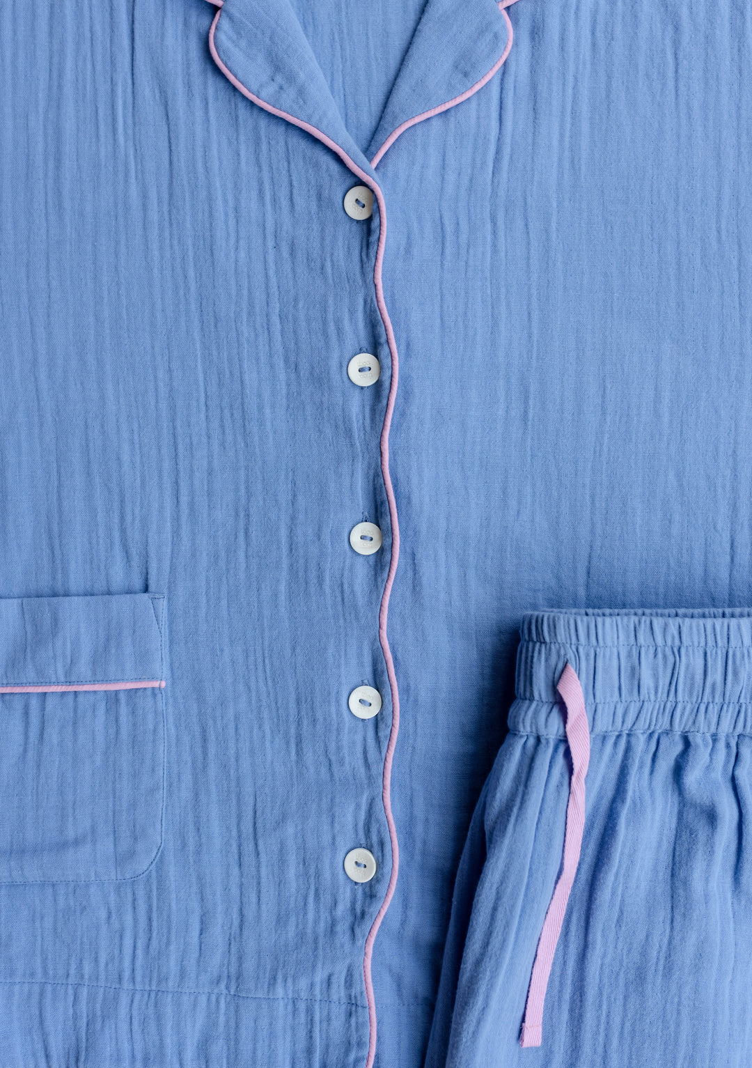 Cotton Pyjamas in Cornflower Scallop