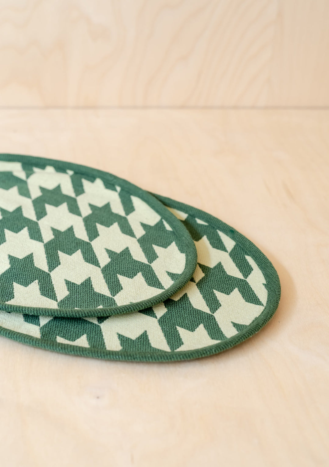 Green Houndstooth Cotton Placemats Set of 2