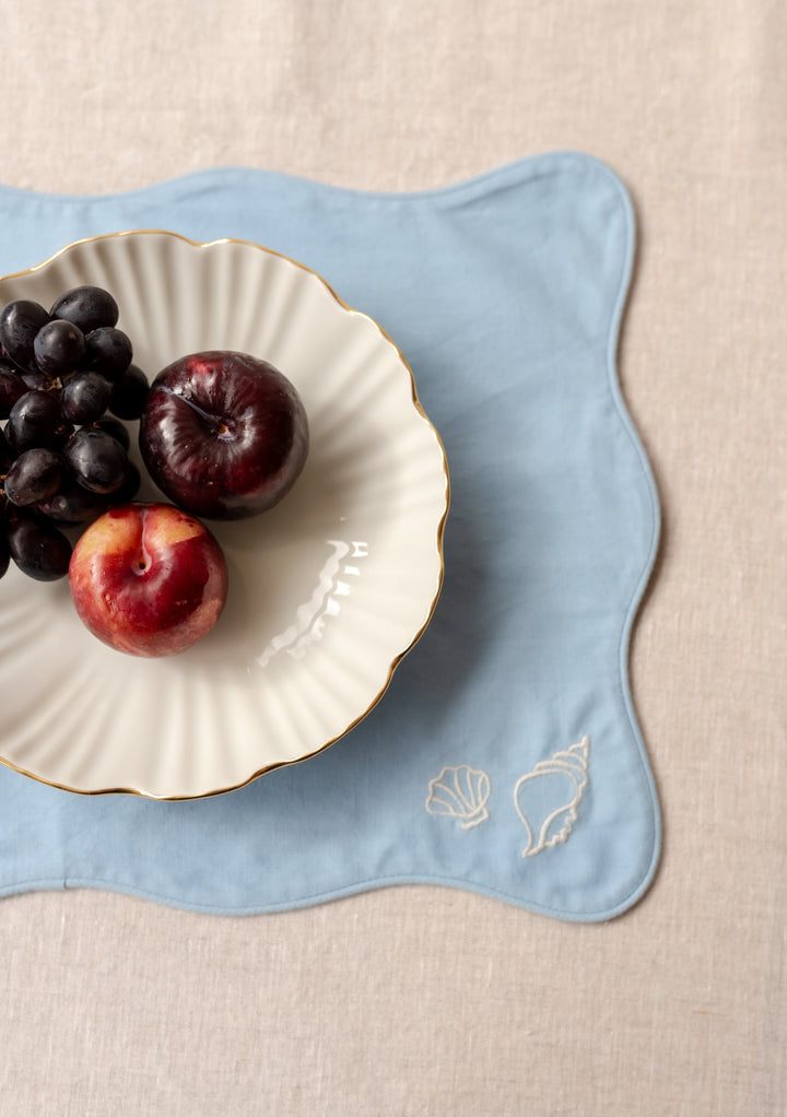 Sets de table en coton et lin, lot de 2 en bleu