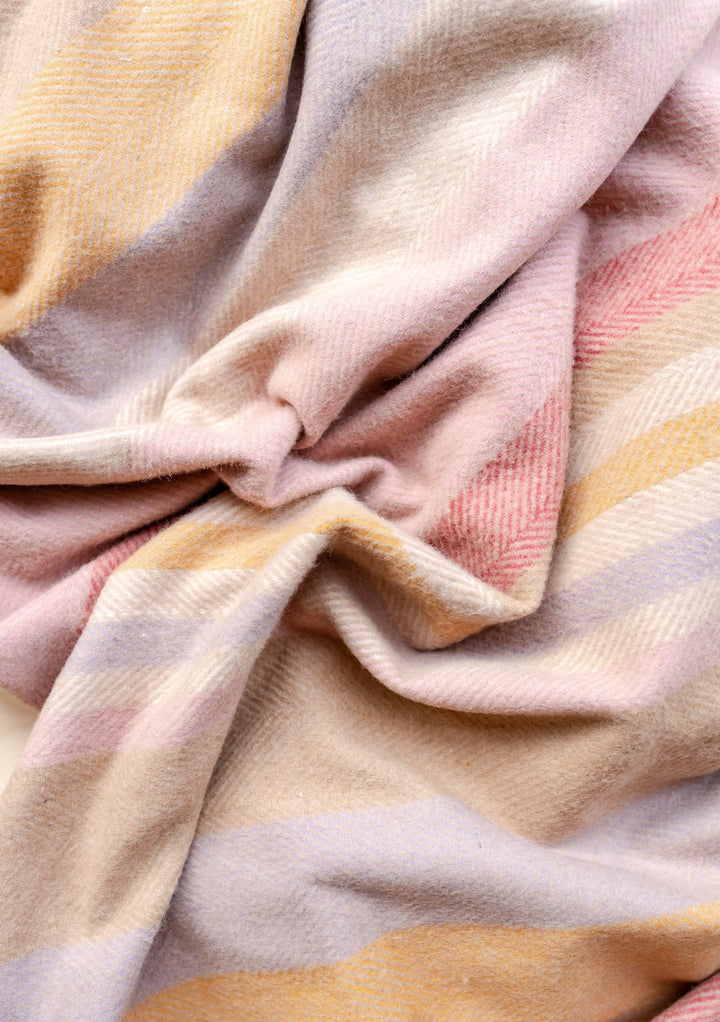 Recycled Wool Picnic Blanket in Coral Stripe