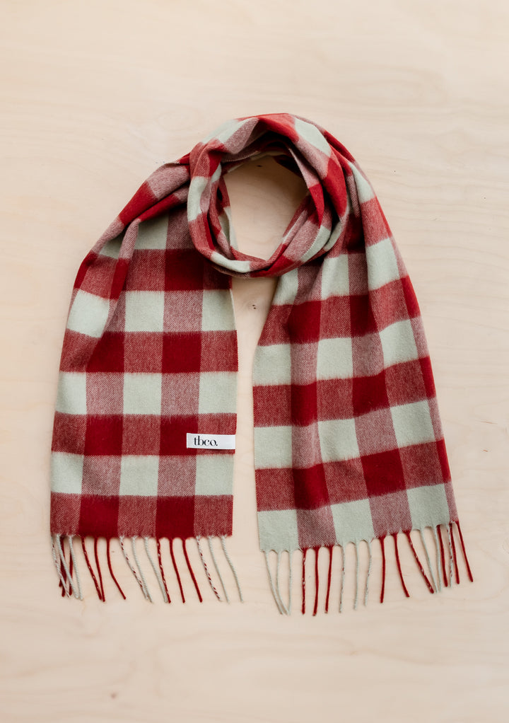 Lambswool Scarf in Red Gingham