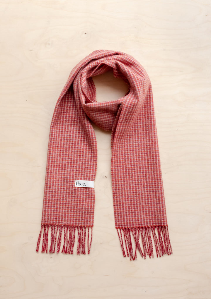 Lambswool Scarf in Berry Textured Check