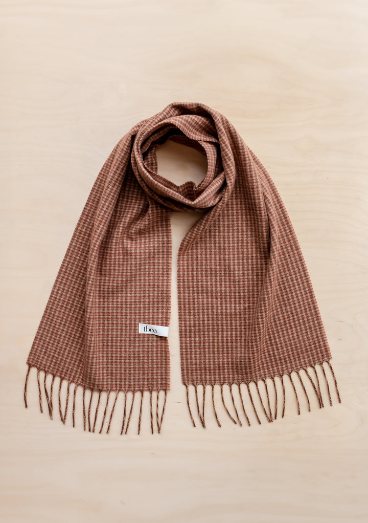 Lambswool Scarf in Camel Tweed Check