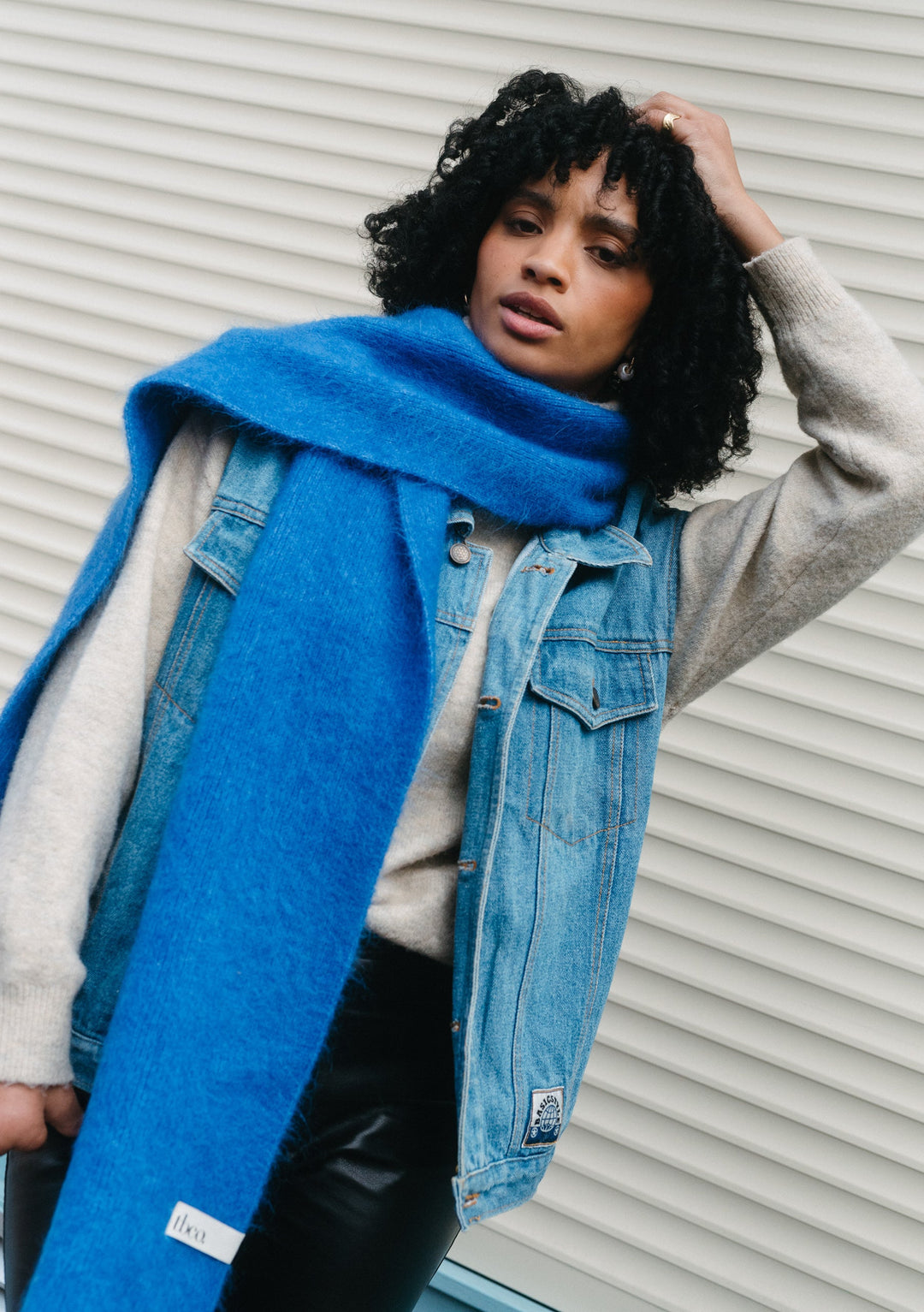 Mohair & Wool Scarf in Blue