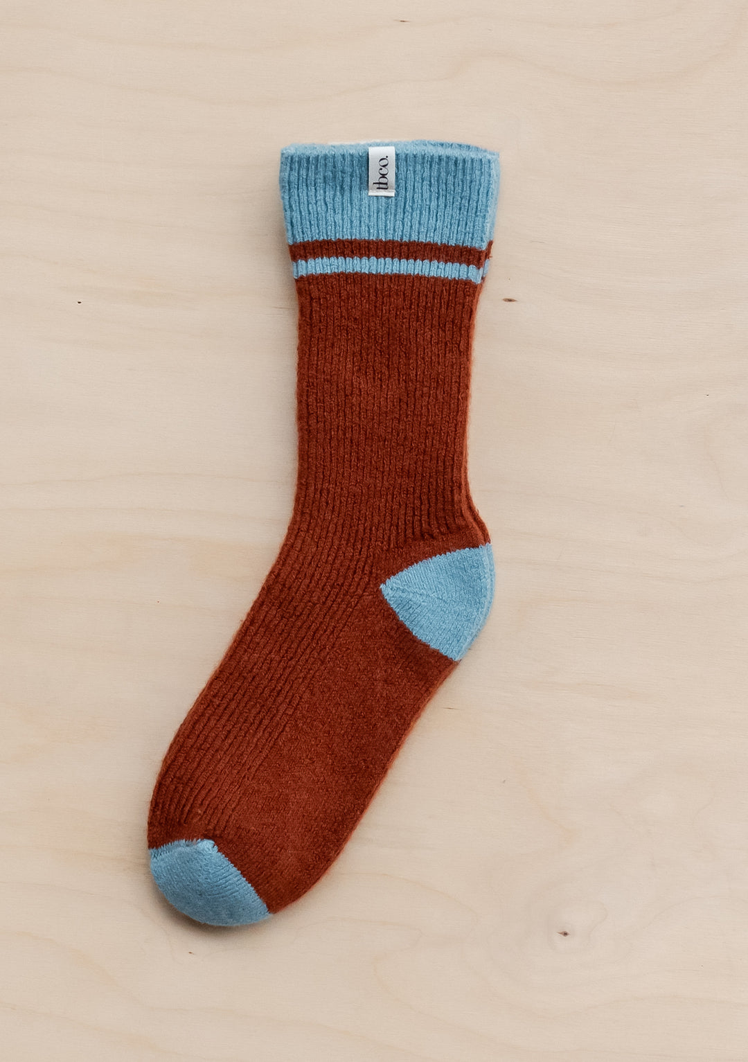 Gestreifte Merinosocken in Rostrot