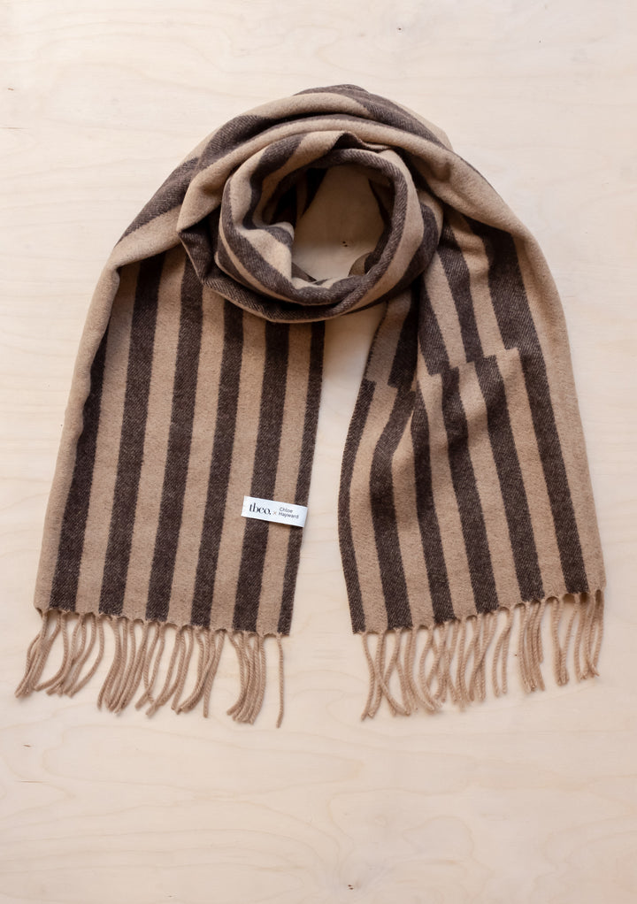 TBCo x Chloe Hayward Scarf in Espresso Stripe