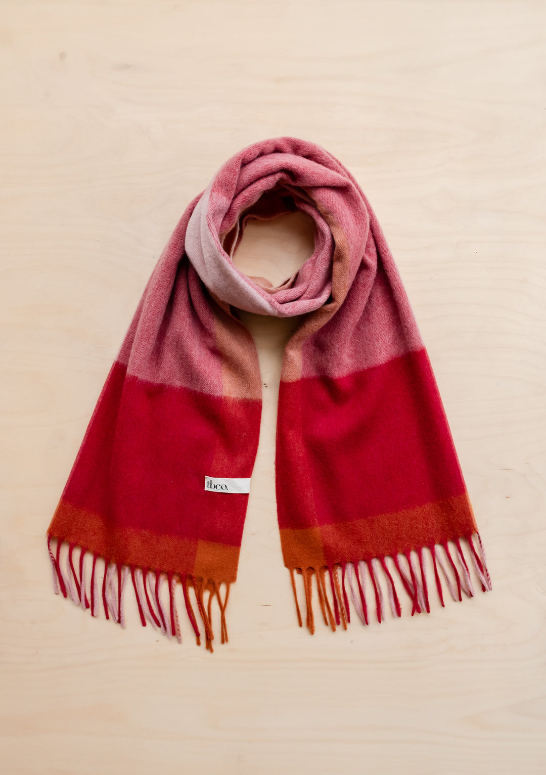 Lambswool Oversized Scarf in Berry Edge Check