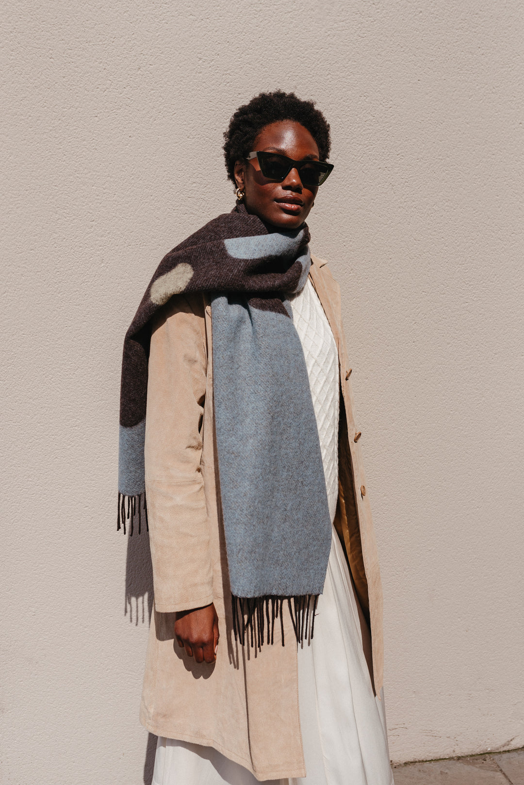 Lambswool Oversized Scarf in Flora Jacquard