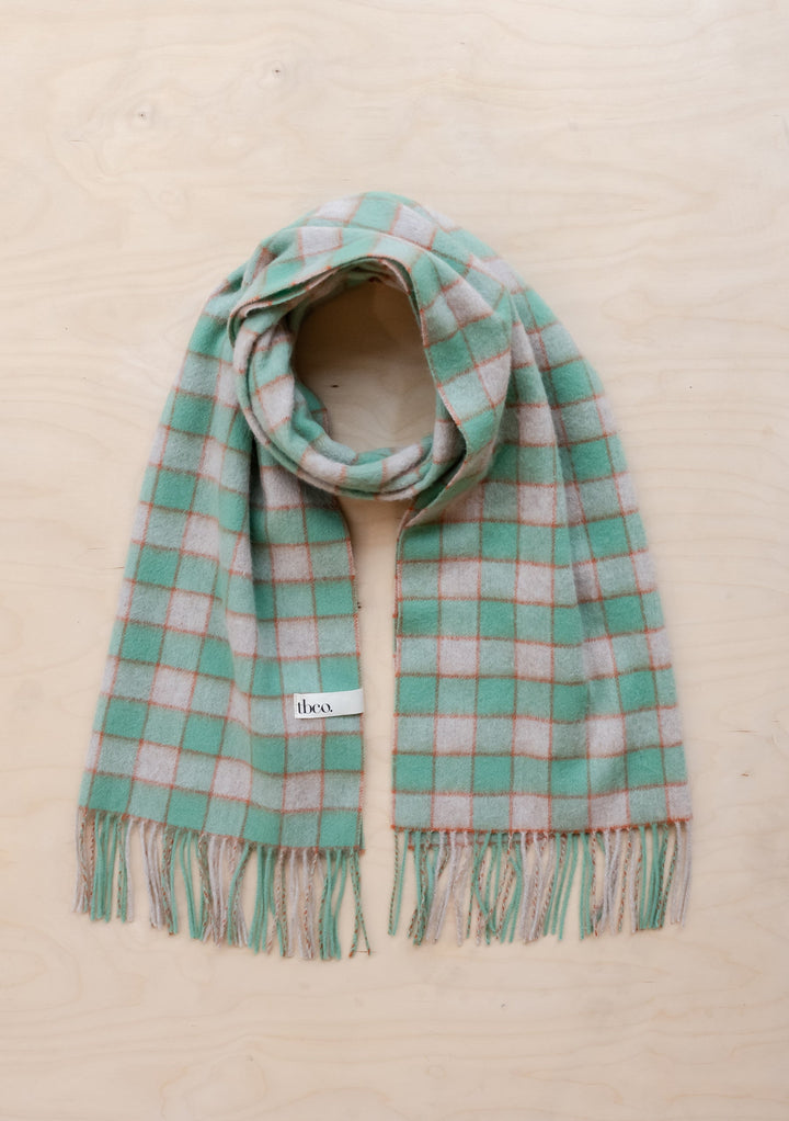 Lambswool Oversized Scarf in Mint Gingham