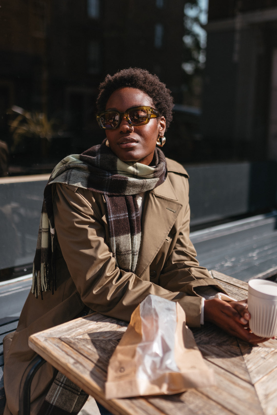 Lambswool Oversized Scarf in Mint Varsity Check