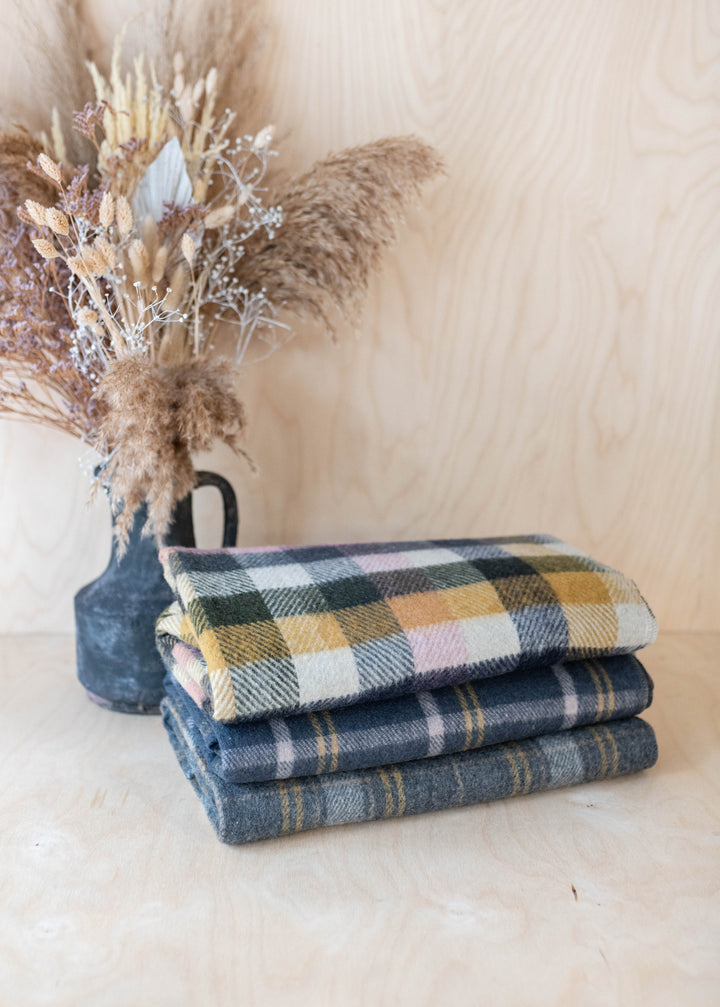 Sample Sale Recycled Wool Blanket in Charcoal Shadow Check