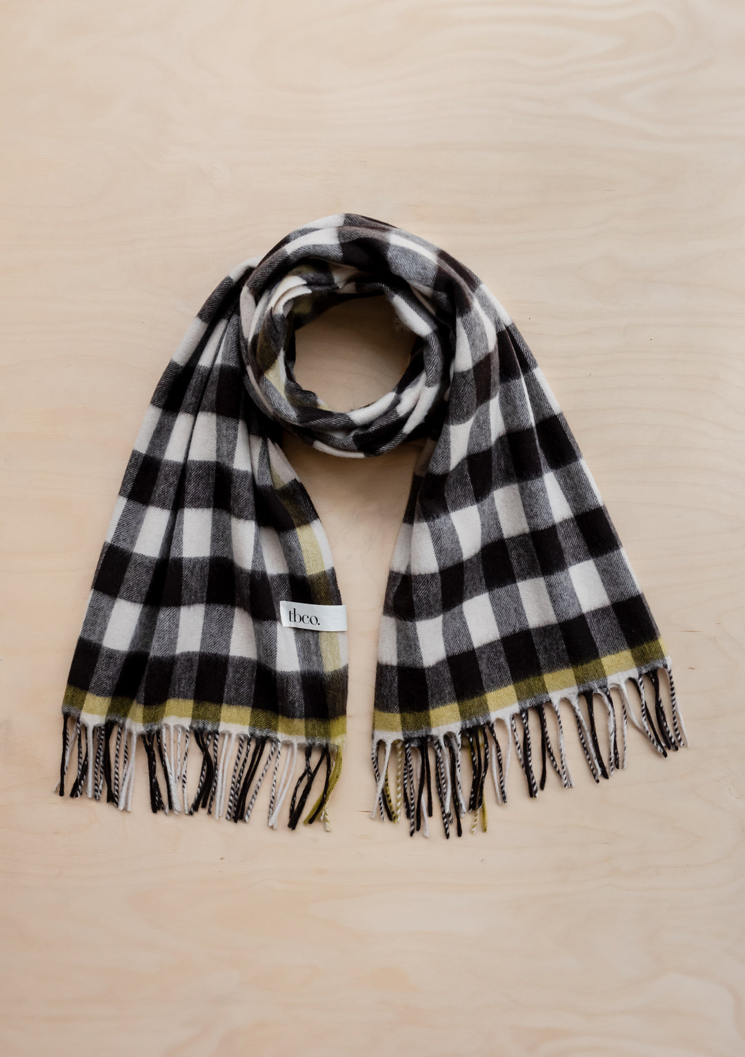 Lambswool Blanket Scarf in Monochrome Gingham