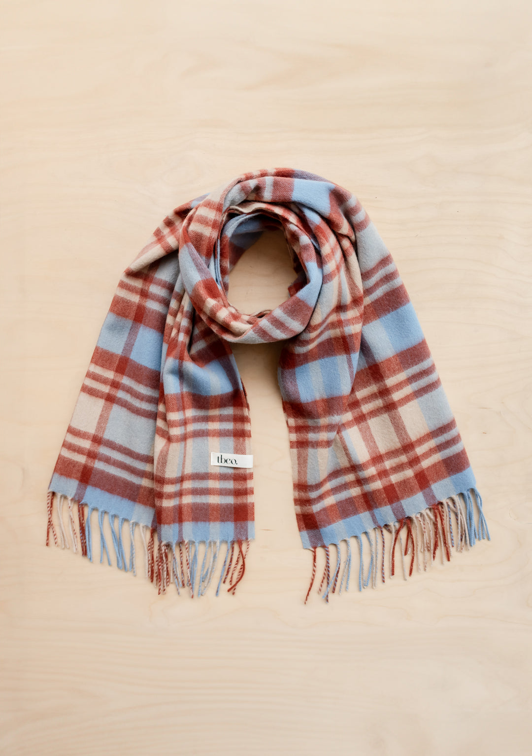 Lambswool Blanket Scarf in Blue Tartan Check