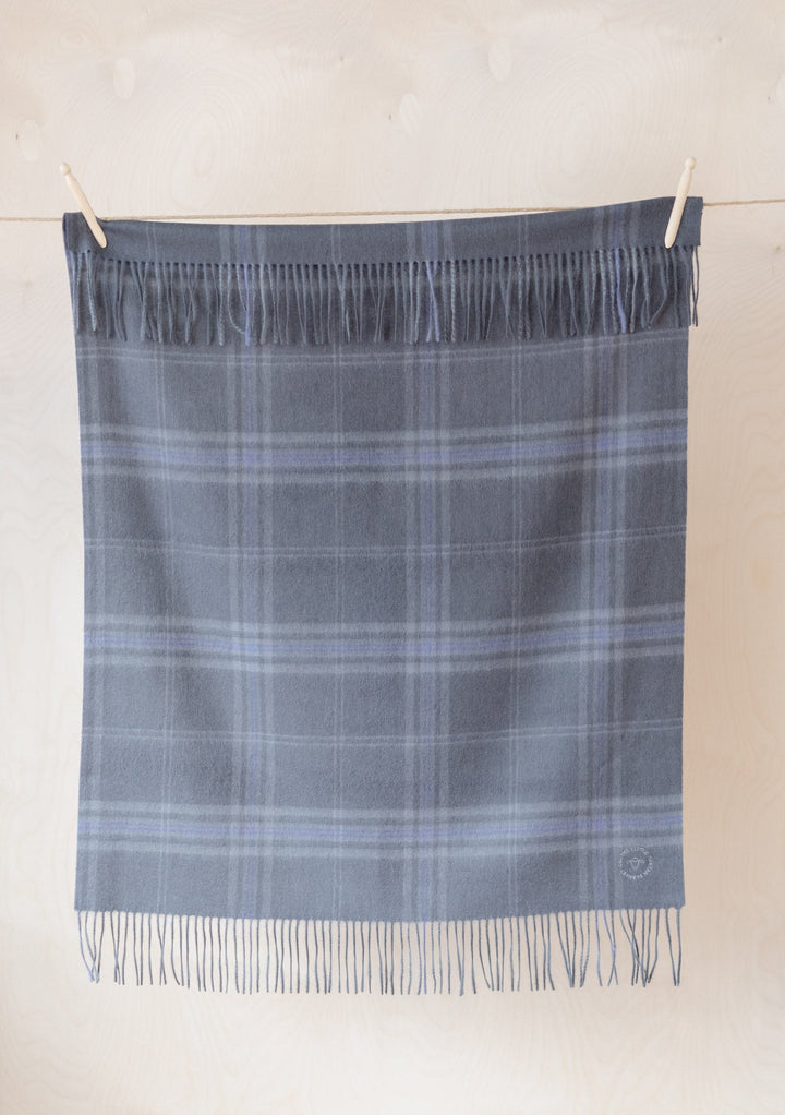 Lambswool Baby Blanket in Persevere Flint Grey Tartan