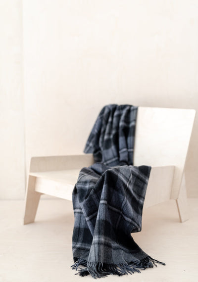 Lambswool Knee Blanket in Macrae Grey Tartan
