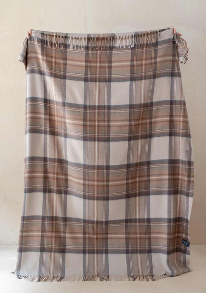 Lambswool Blanket in Stewart Natural Dress Tartan