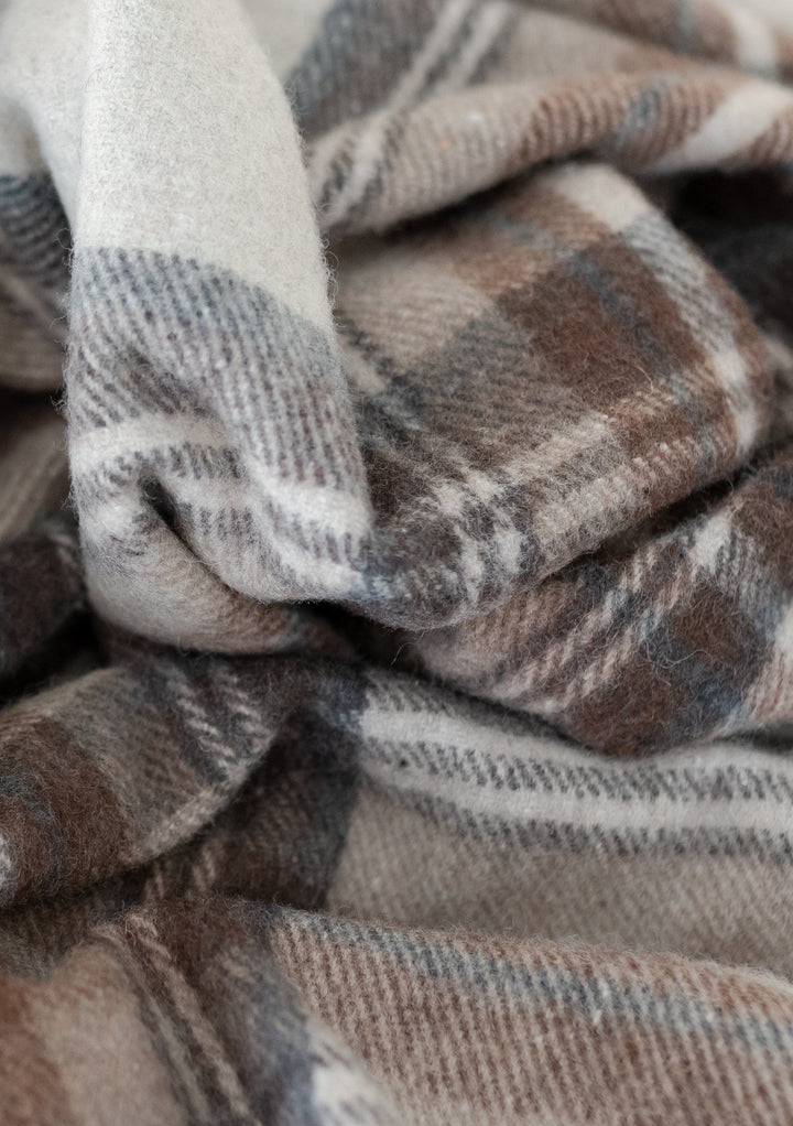 Recycled Wool Extra Large Blanket in Stewart Natural Dress Tartan