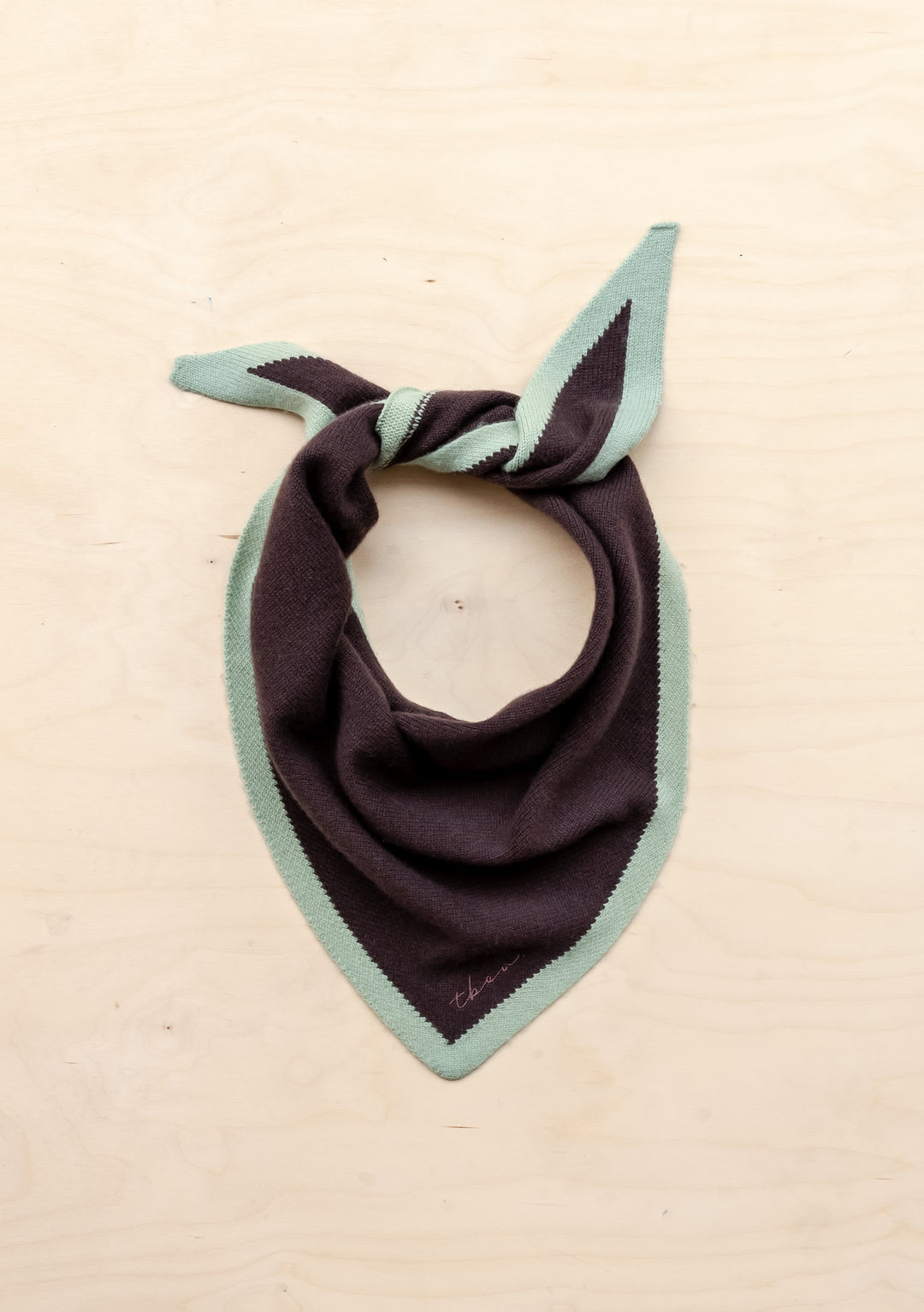 Merino Triangle Scarf in Brown & Mint