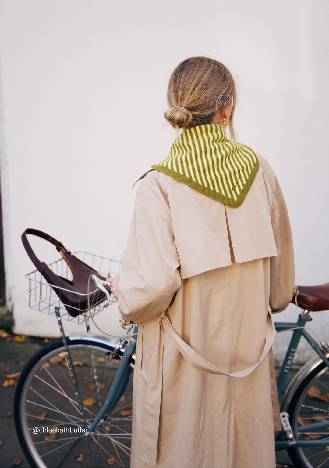 Merino Triangle Scarf in Pickle Stripe