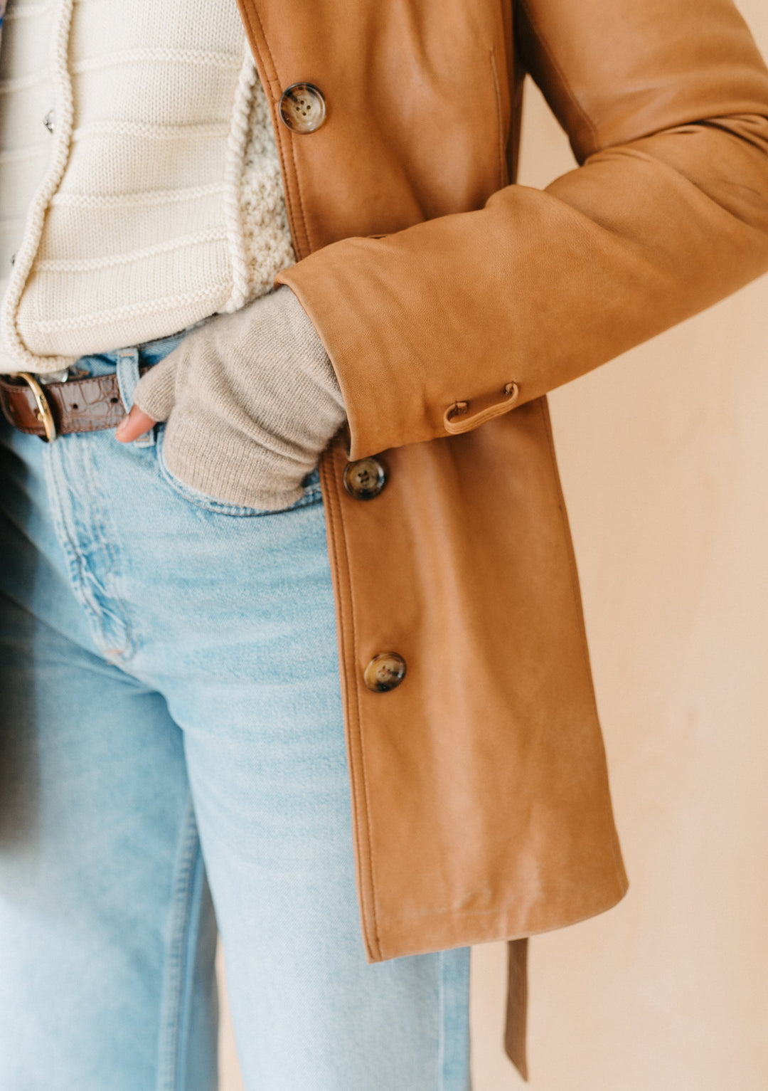 Cashmere & Merino Wrist Warmers in Oatmeal Melange