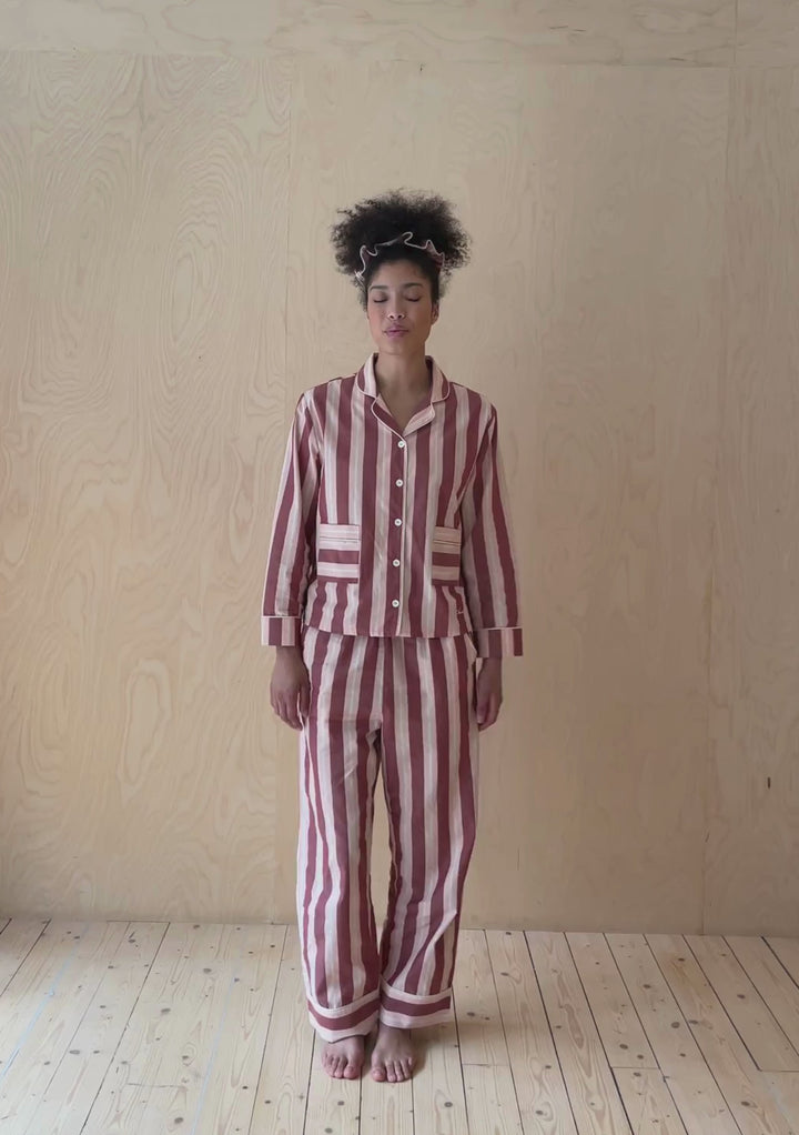 Cotton Pyjamas in Red Stripe