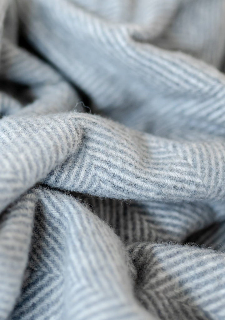 Sample Sale Recycled Wool Small Blanket in Charcoal Herringbone